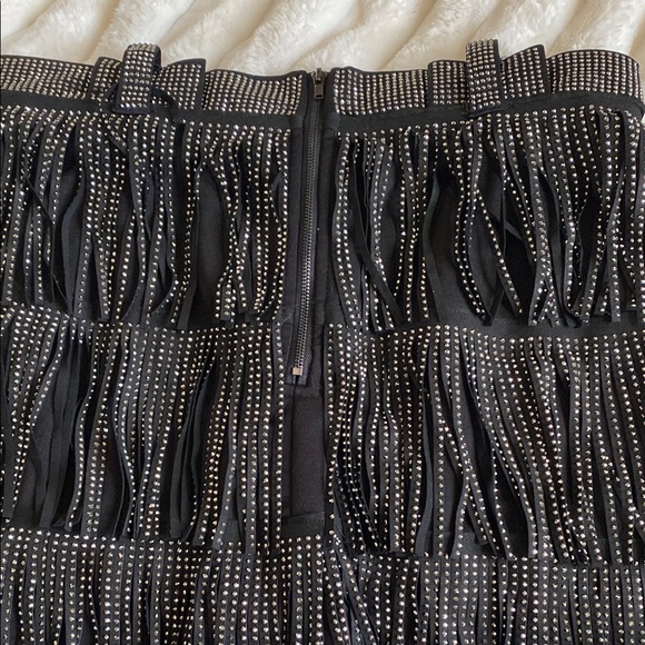 NWT Blushing Brunette Black Fringe Skirt - Picture 7 of 9